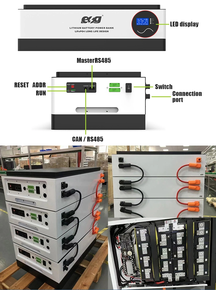 Deep Cycle 5kwh 100ah Lithium Iron Batteries Bess Batteries 48V 51.2V Solar PV Storage Batteries for off Grid Power System